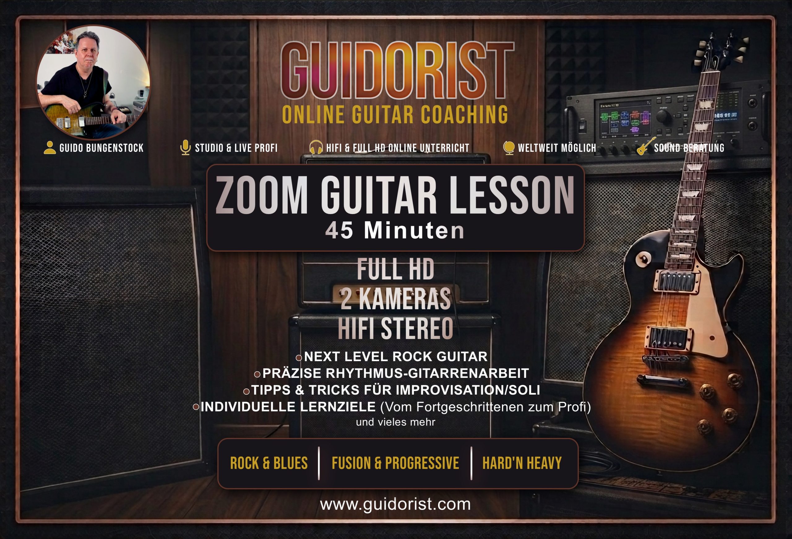 Online Gitarrenunterricht - 45 Minuten